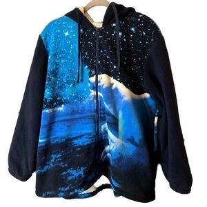 Run North 1982 Women’s Polar Bear Snow Graphic Zip-Up Fleece Hoodie Sz 1X